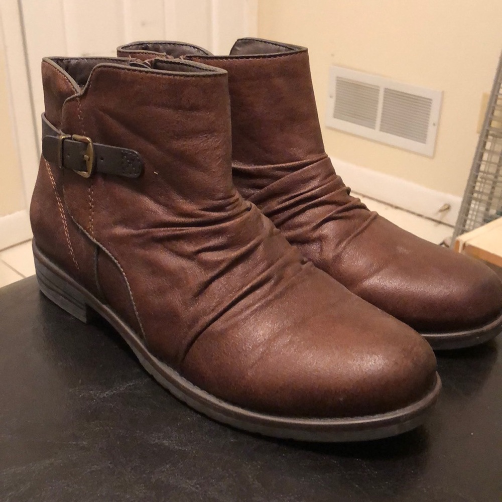 Brown Faux Leather Booties